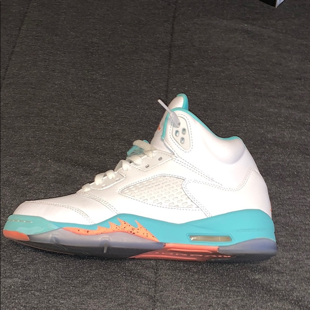 Teal,White,and Coral Air Jordan Retro 5s